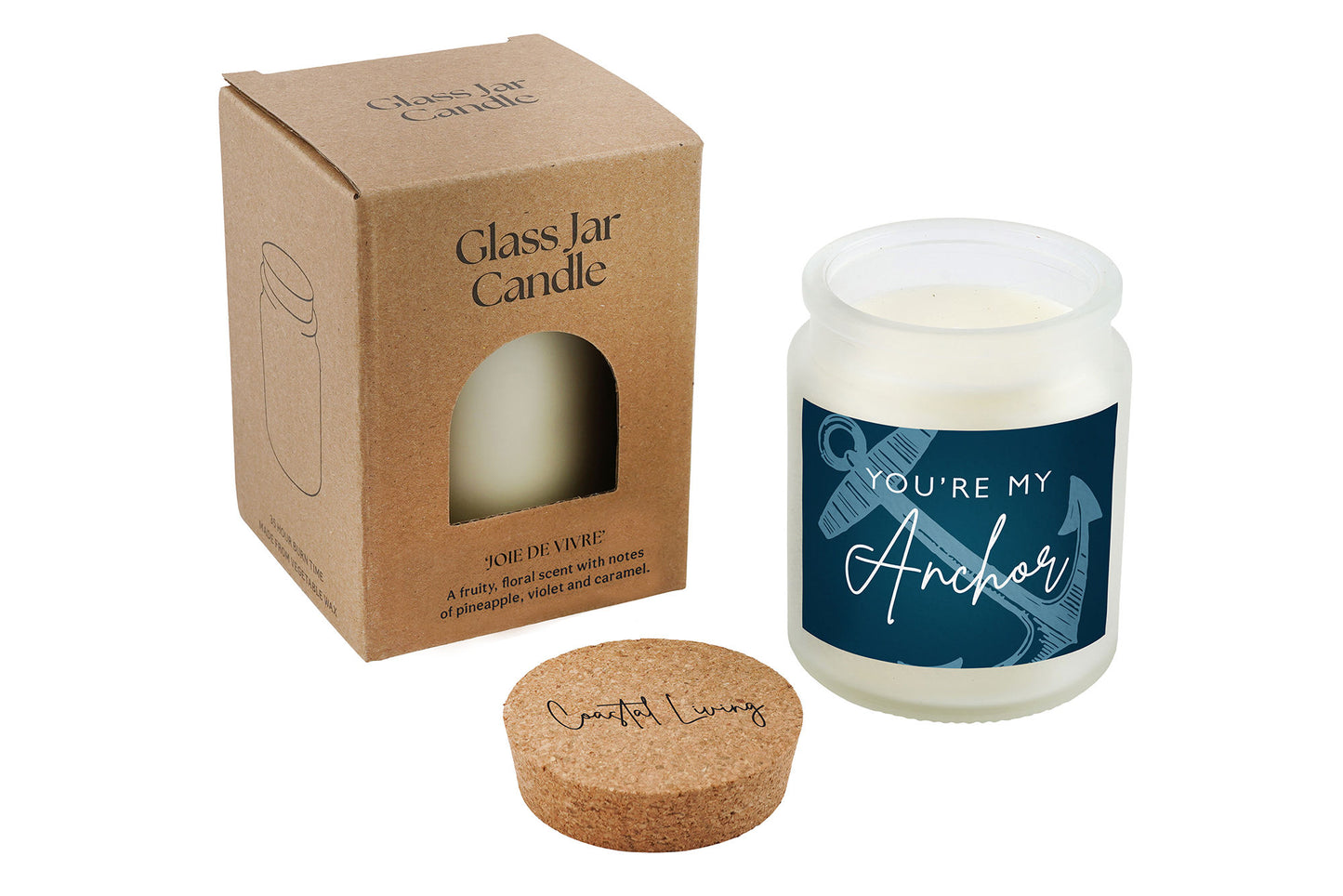 You're My Anchor White Scented Glass Jar Candle • Coastal Living • Gift Box