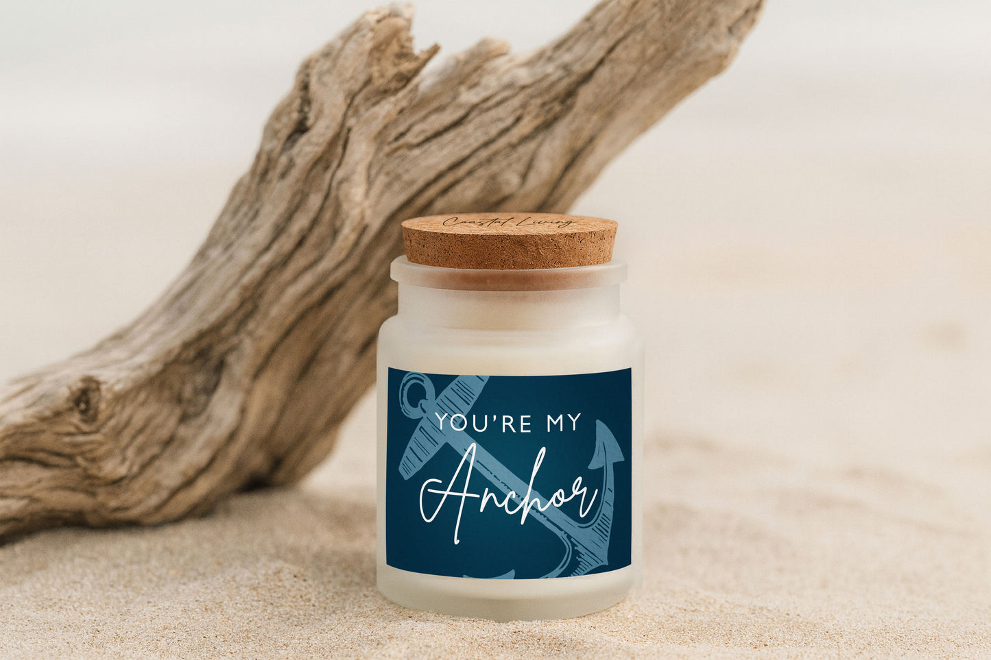 You're My Anchor White Scented Glass Jar Candle • Coastal Living • Gift Box