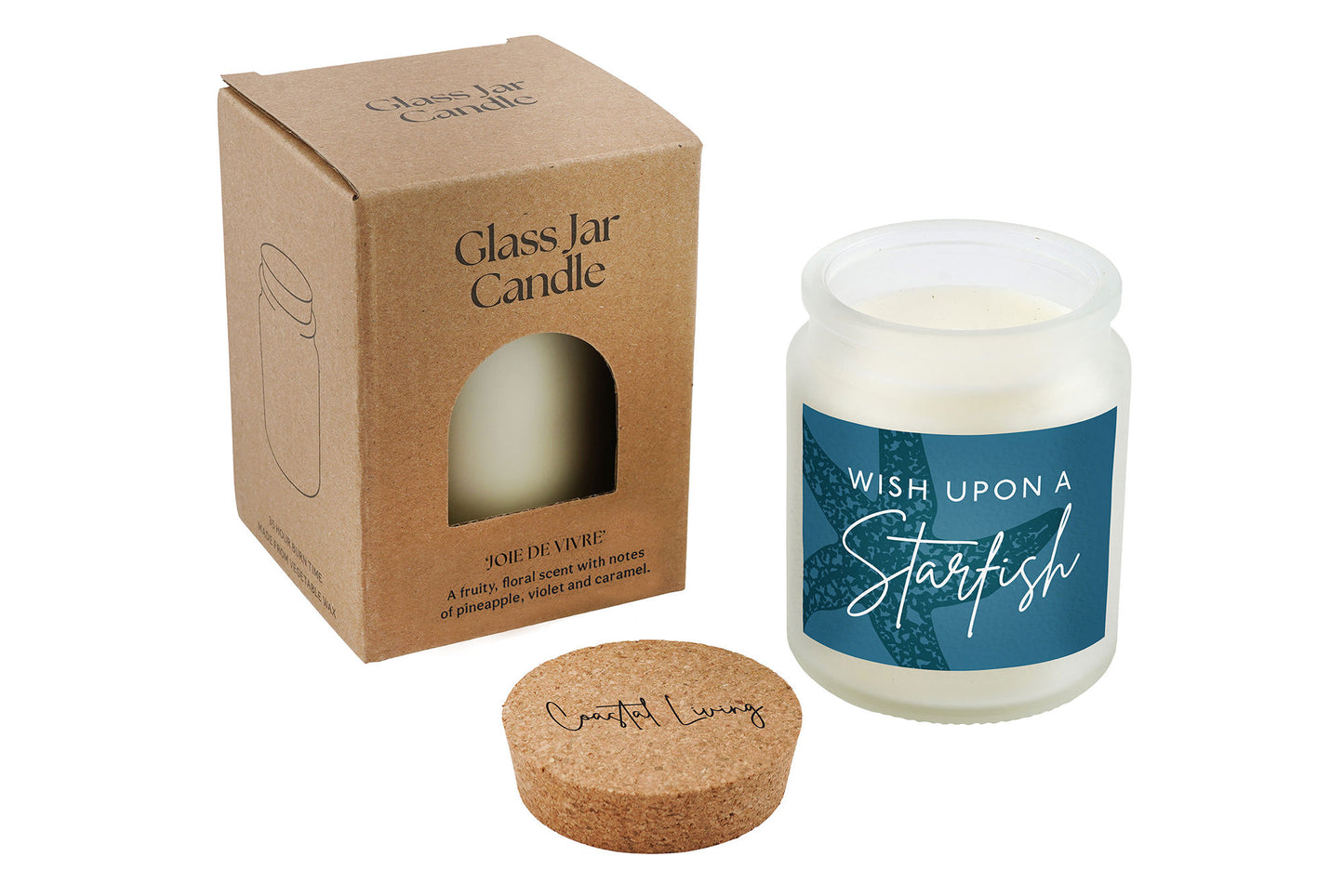 Wish Upon A Starfish White Scented Glass Jar Candle • Coastal Living • Gift Box