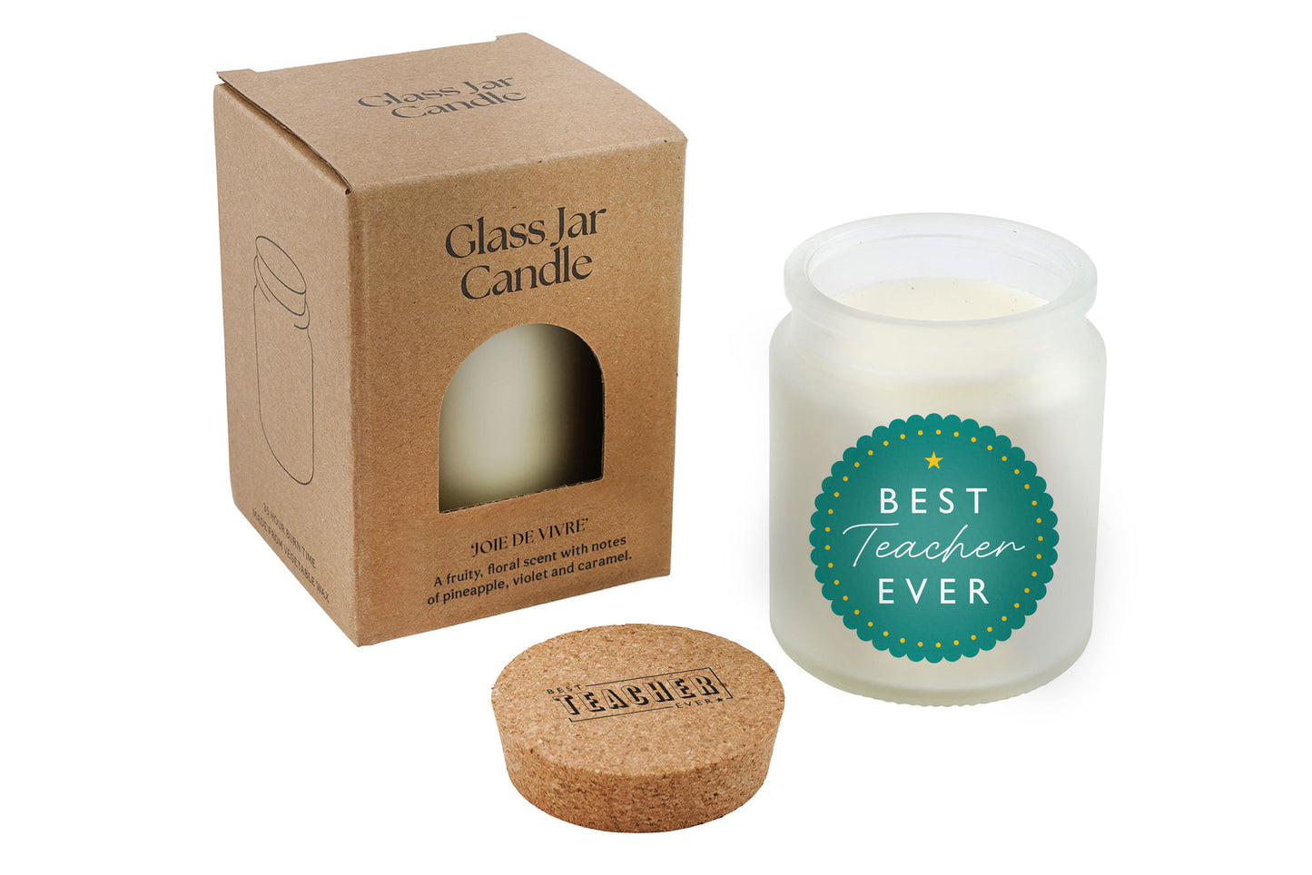 Teacher Ever Scented Candle • Pineapple Violet Caramel Fragrance, Plant-Based Wax, Cork Lid