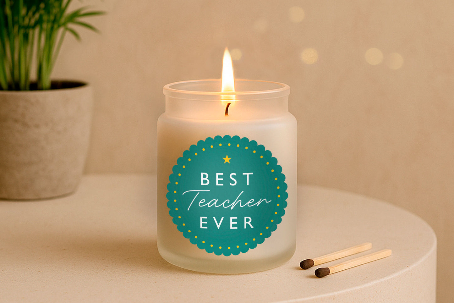 Teacher Ever Scented Candle • Pineapple Violet Caramel Fragrance, Plant-Based Wax, Cork Lid