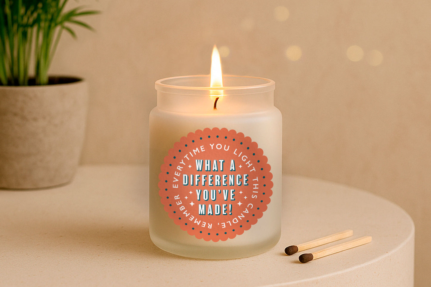 Scented White Glass Jar Candle • "What A Difference You've Made" • Teacher Appreciation Gift Box