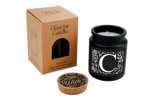 Alphabet Initial Candle • A - Z • Scented Black Glass Jar Candle