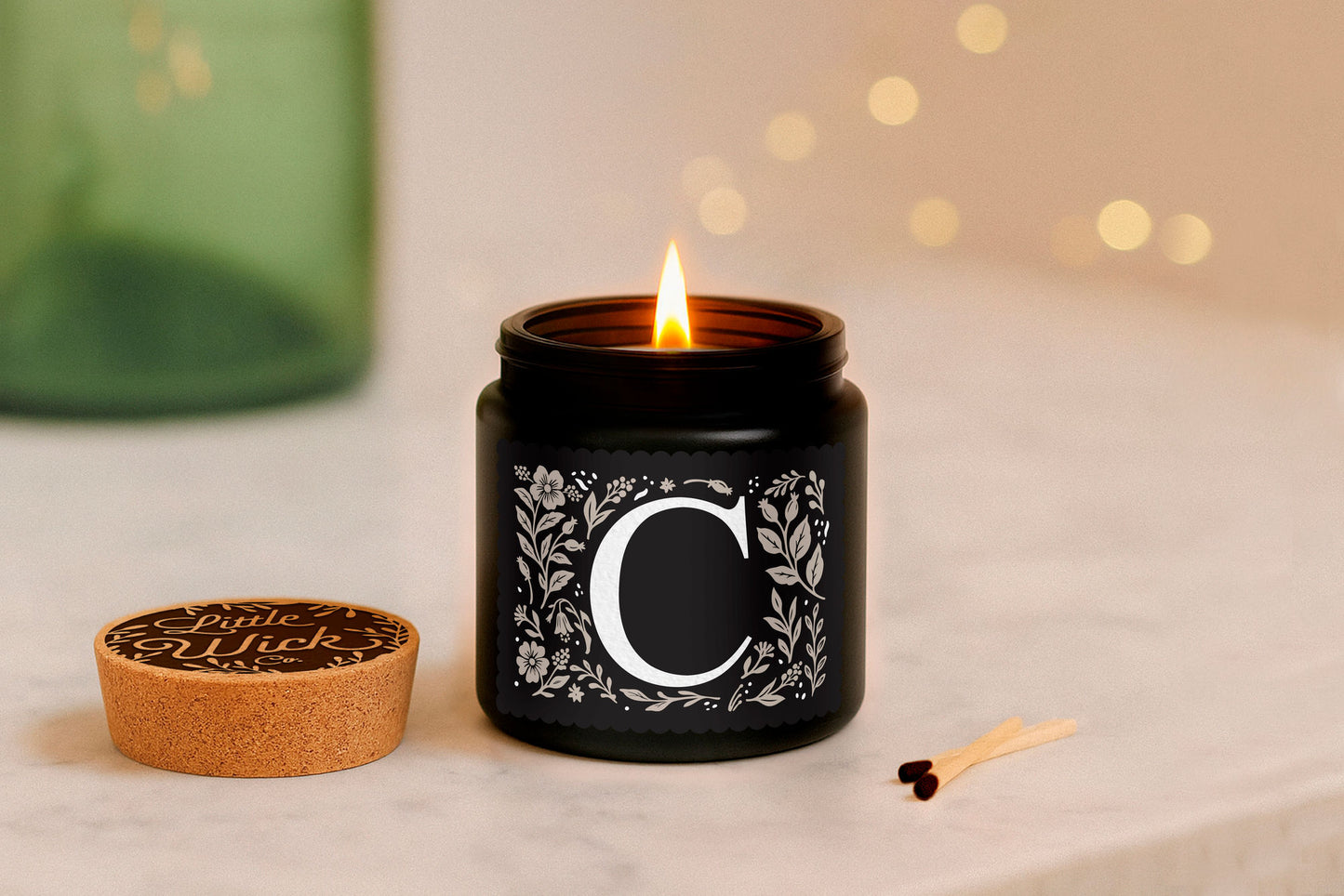 Alphabet Initial Candle • A - Z • Scented Black Glass Jar Candle