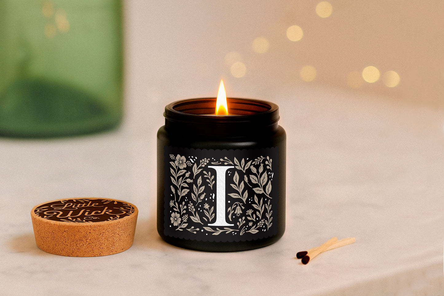 Alphabet Initial Candle • A - Z • Scented Black Glass Jar Candle