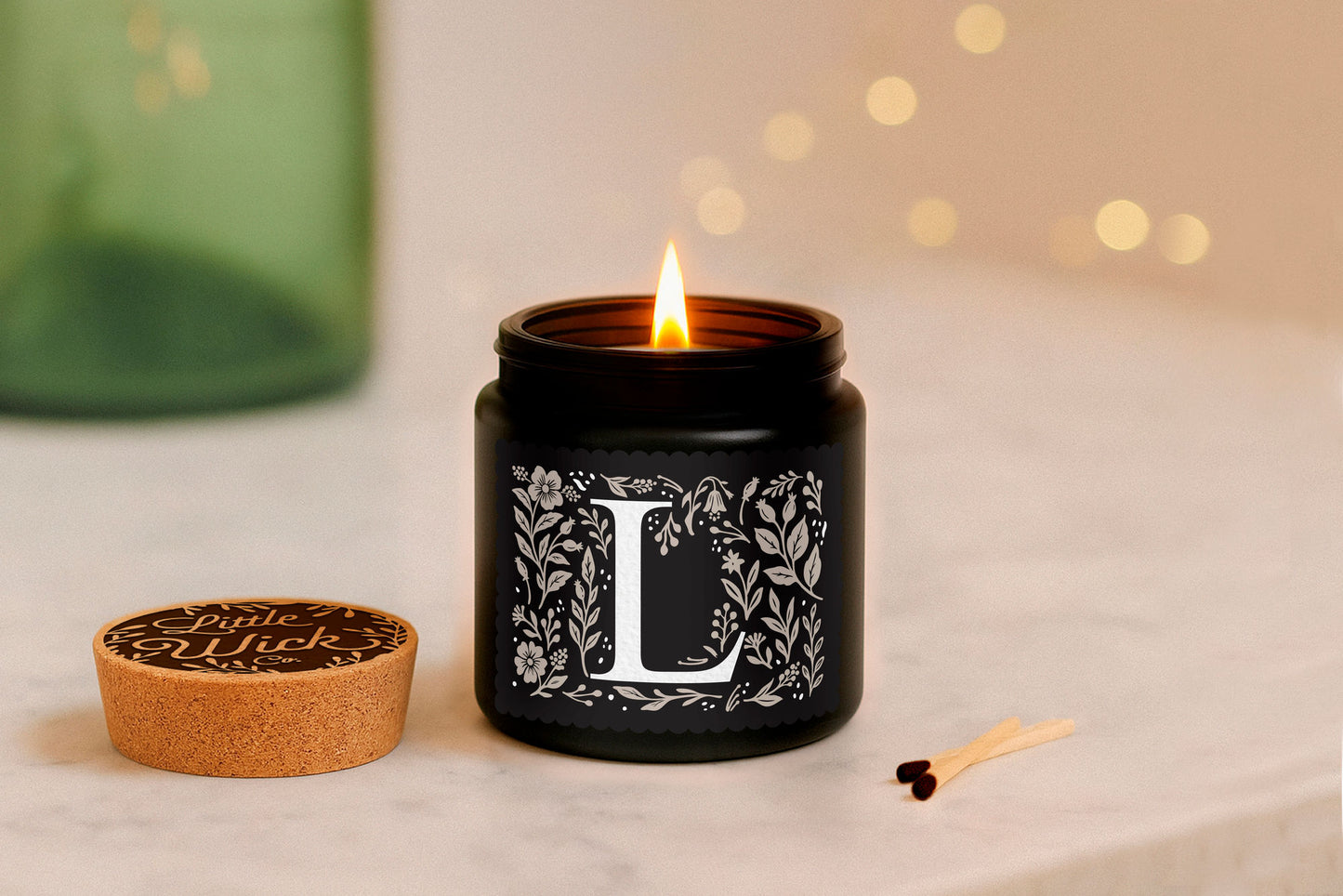 Alphabet Initial Candle • A - Z • Scented Black Glass Jar Candle