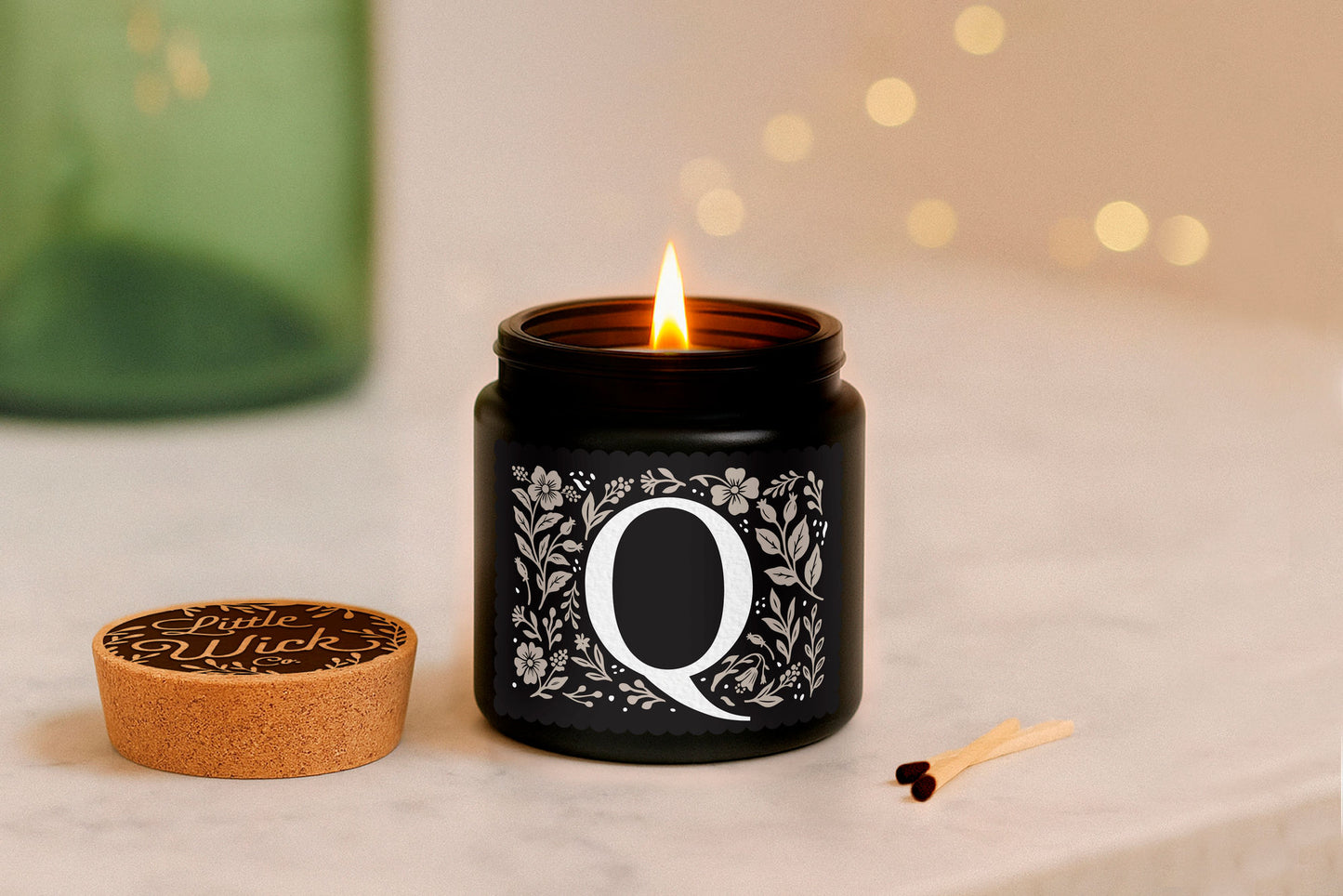 Alphabet Initial Candle • A - Z • Scented Black Glass Jar Candle