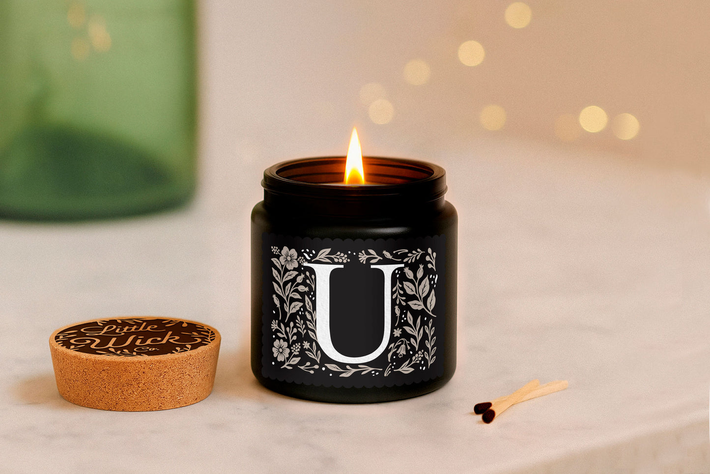 Alphabet Initial Candle • A - Z • Scented Black Glass Jar Candle