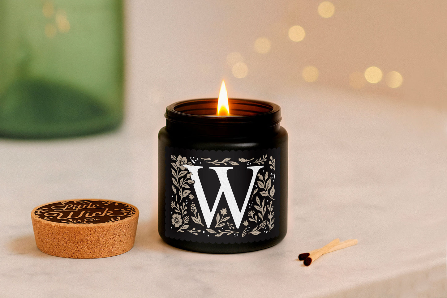 Alphabet Initial Candle • A - Z • Scented Black Glass Jar Candle