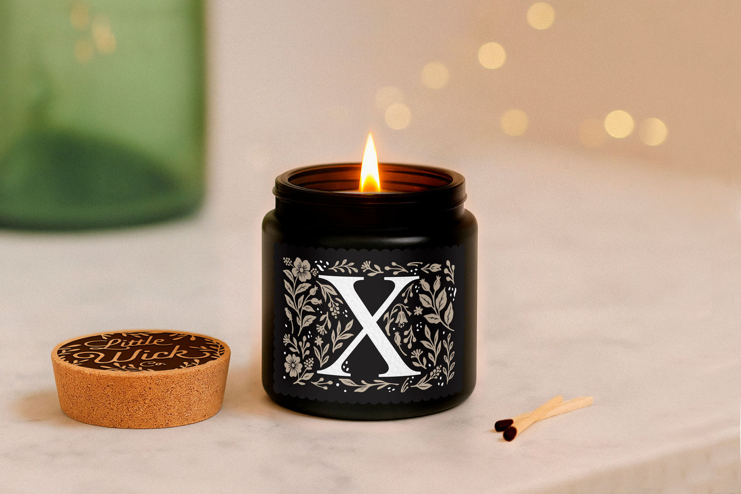 Alphabet Initial Candle • A - Z • Scented Black Glass Jar Candle