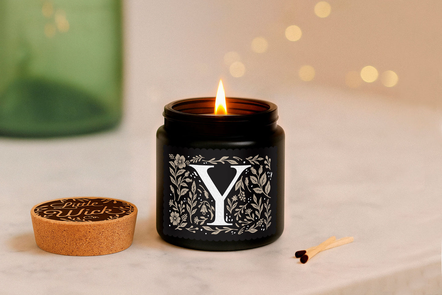 Alphabet Initial Candle • A - Z • Scented Black Glass Jar Candle