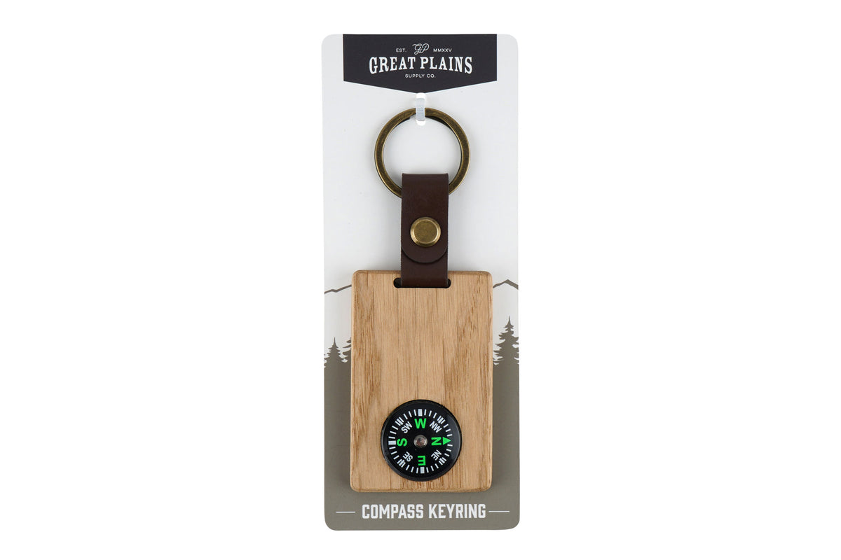 Great Plains Oak Compass Keyring | Camping | Outdoor | Exploring