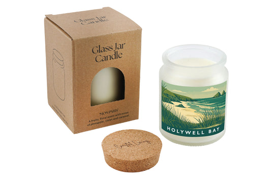 Holywell Bay Scented Glass Jar Candle • Cornwall • Cornish Gift • Coastal Living • Gift Box