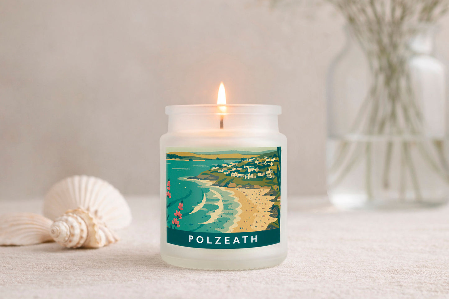 Polzeath Beach Scented Glass Jar Candle • Cornwall • Cornish Gift • Coastal Living • Gift Box