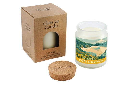 Porthcurno Beach Scented Glass Jar Candle • Cornwall • Cornish Gift • Coastal Living • Gift Box