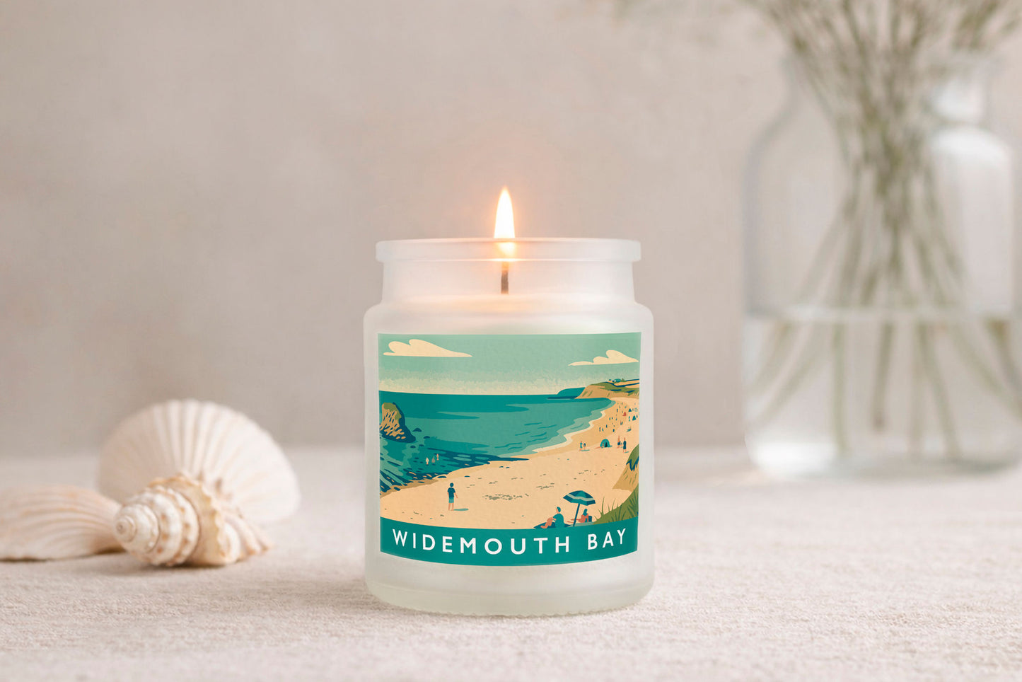 Widemouth Bay Scented Glass Jar Candle • Cornwall • Cornish Gift • Coastal Living • Gift Box