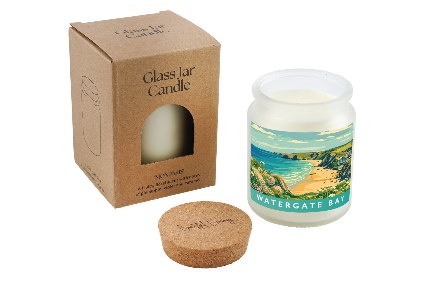 Watergate Bay Scented Glass Jar Candle • Cornwall Beach • Cornish Gift • Coastal Living • Gift Box