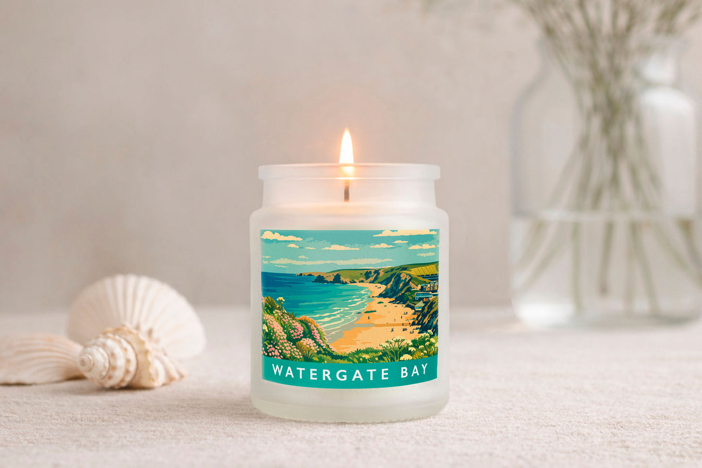 Watergate Bay Scented Glass Jar Candle • Cornwall Beach • Cornish Gift • Coastal Living • Gift Box