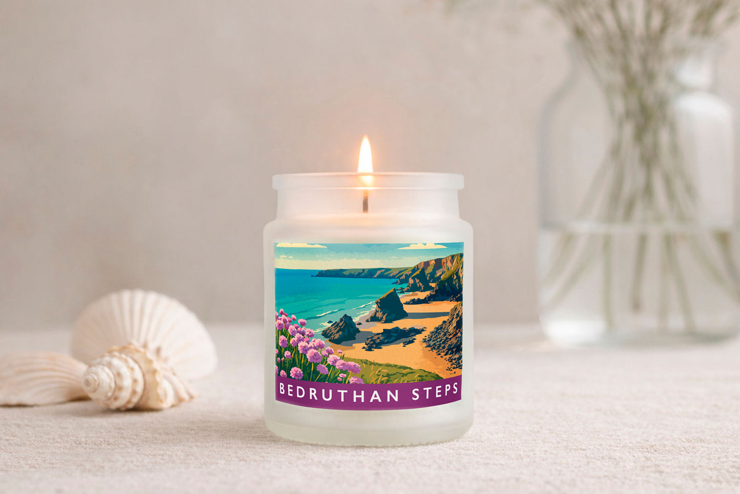 Bedruthan Steps Scented Glass Jar Candle • Cornwall Beach • Cornish Gift • Coastal Living • Gift Box