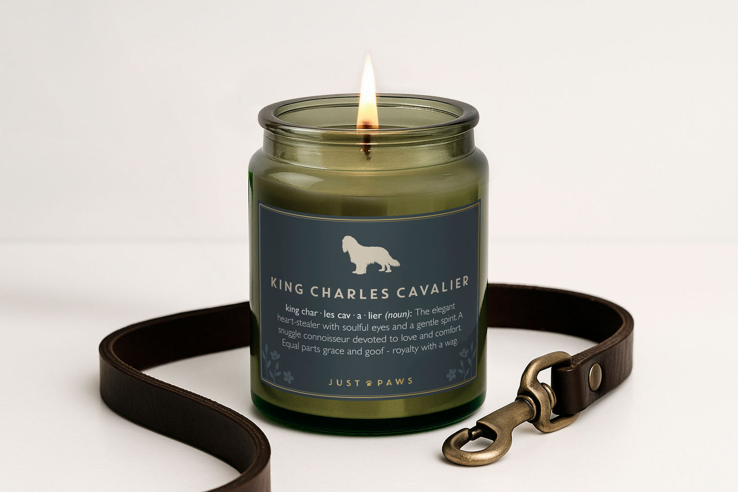Green Jar Candle • "King Charles Cavalier Definition" • Scented Jar Candle • Gift for Her •  Gifts for Him • Home Decor | Dog Enthusiast