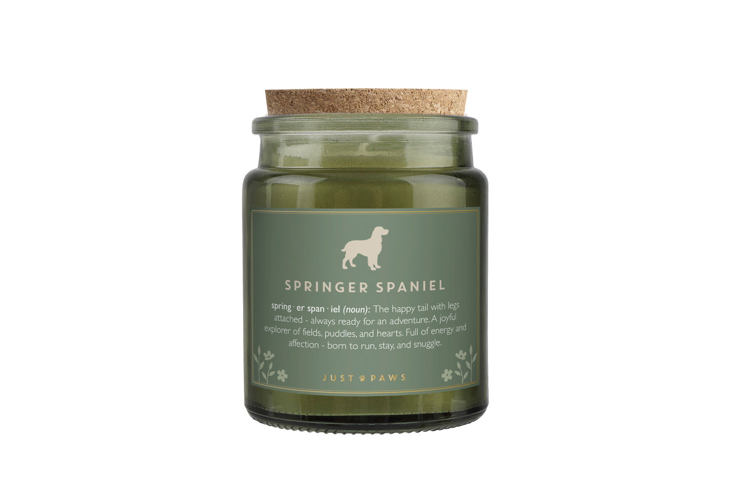 Green Jar Candle • "Springer Spaniel Definition" • Scented Jar Candle • Gift for Her •  Gifts for Him • Home Decor | Dog Enthusiast