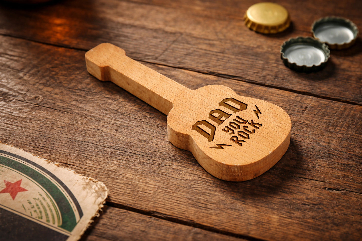 Dapper Chap 'Dad You Rock' Guitar Bottle Opener In Gift Box | Bar ware | Travel | Camping | Music Enthusiast