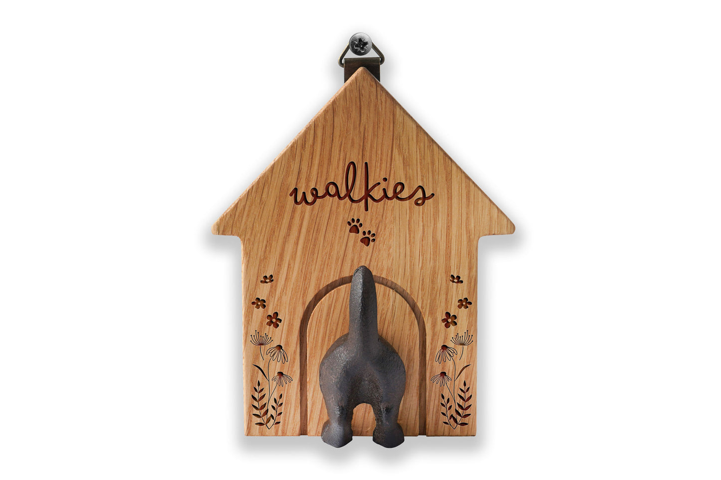 Oak Dog Leash Hook | 'Walkies' | Cast Iron Tail | Pet Accessory | Homeware | Pet Room