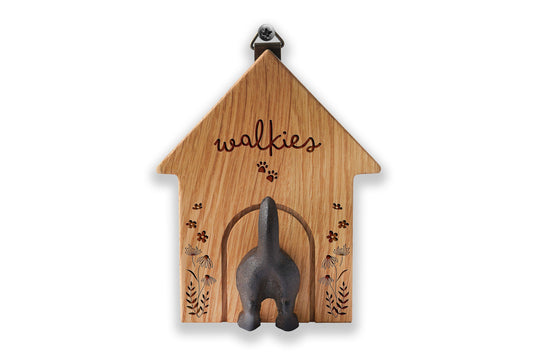 Oak Dog Leash Hook | 'Walkies' | Cast Iron Tail | Pet Accessory | Homeware | Pet Room
