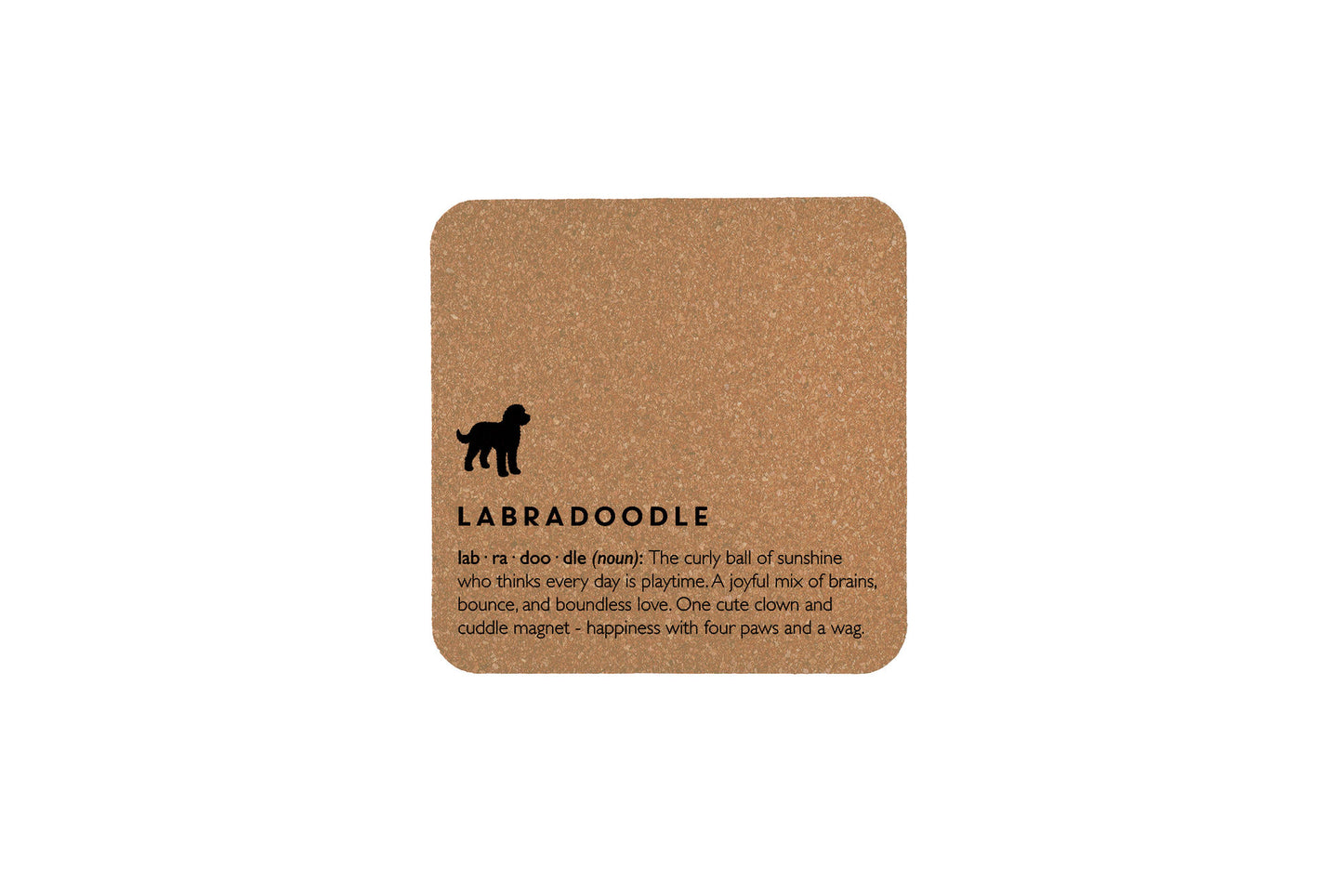 Just Paws Labradoodle Definition Square Cork Coaster | Tableware | Homeware | Eco Friendly