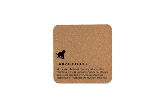 Just Paws Labradoodle Definition Square Cork Coaster | Tableware | Homeware | Eco Friendly
