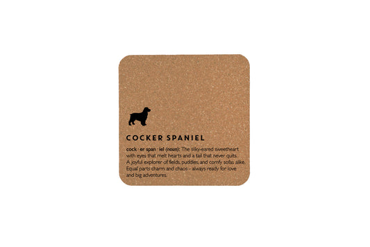 Just Paws Cocker Spaniel Definition Square Cork Coaster | Tableware | Homeware | Eco Friendly