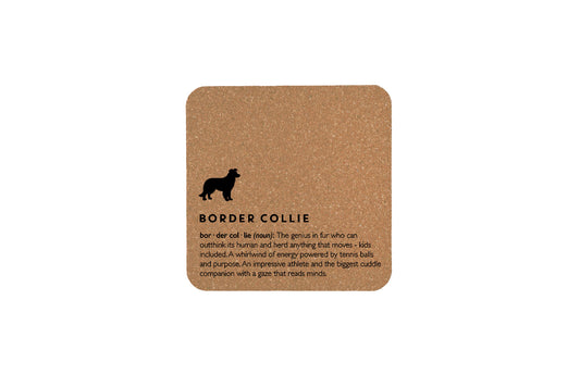 Just Paws Border Collie Definition Square Cork Coaster | Tableware | Homeware | Eco Friendly