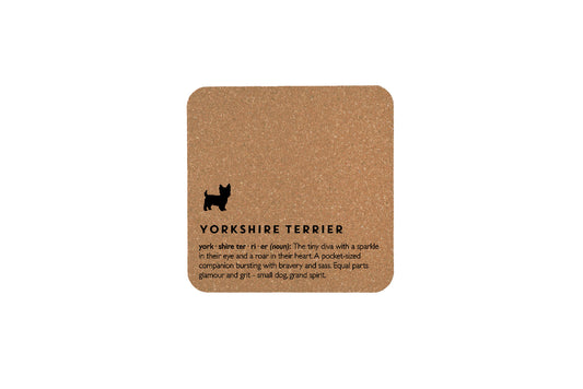 Just Paws Yorkshire Terrier Definition Square Cork Coaster | Tableware | Homeware | Eco Friendly