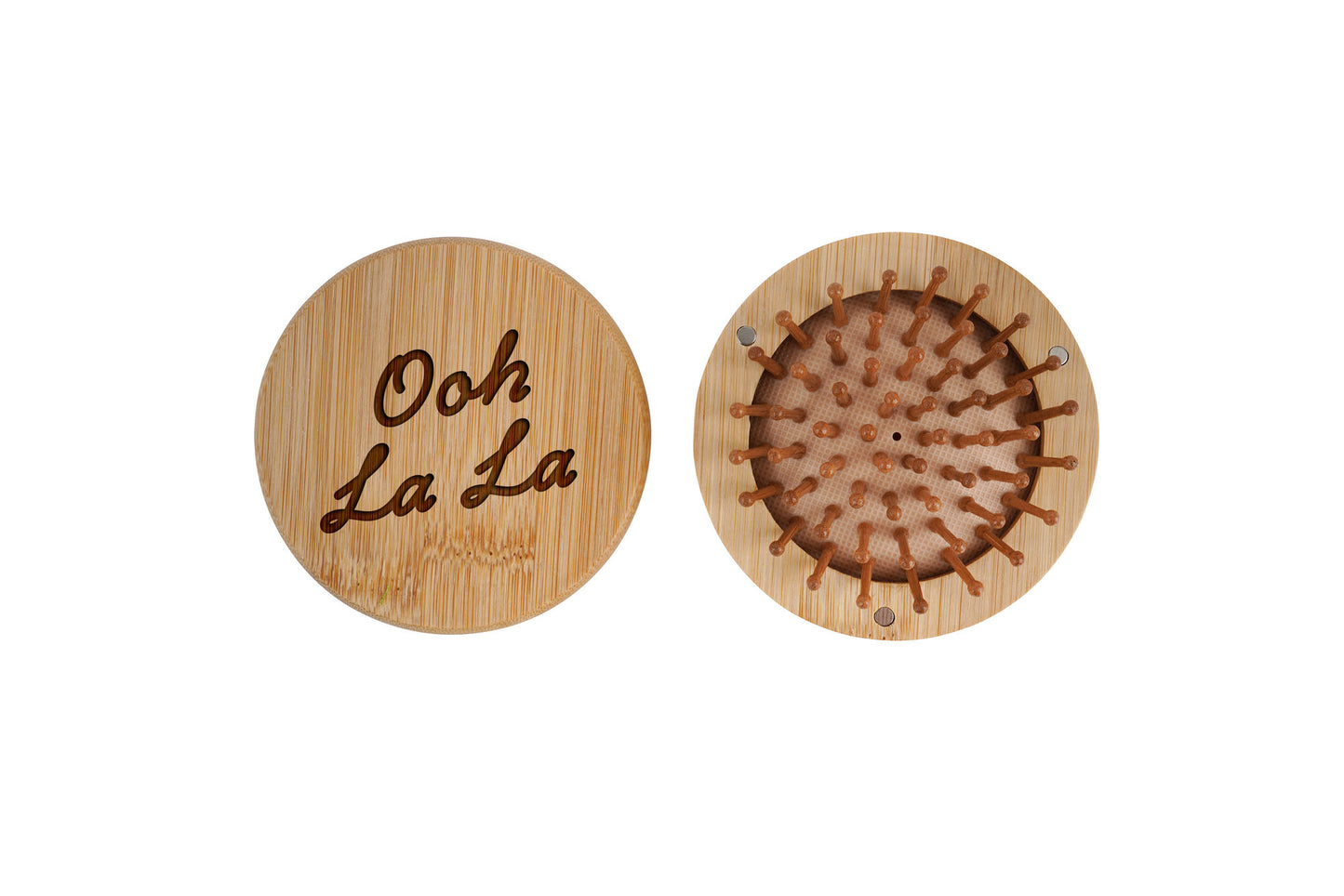 Bon Voyage 'Ooh La La' Travel Mirror Hairbrush | Handbag Accessory | Wooden Brush | Travel Brush