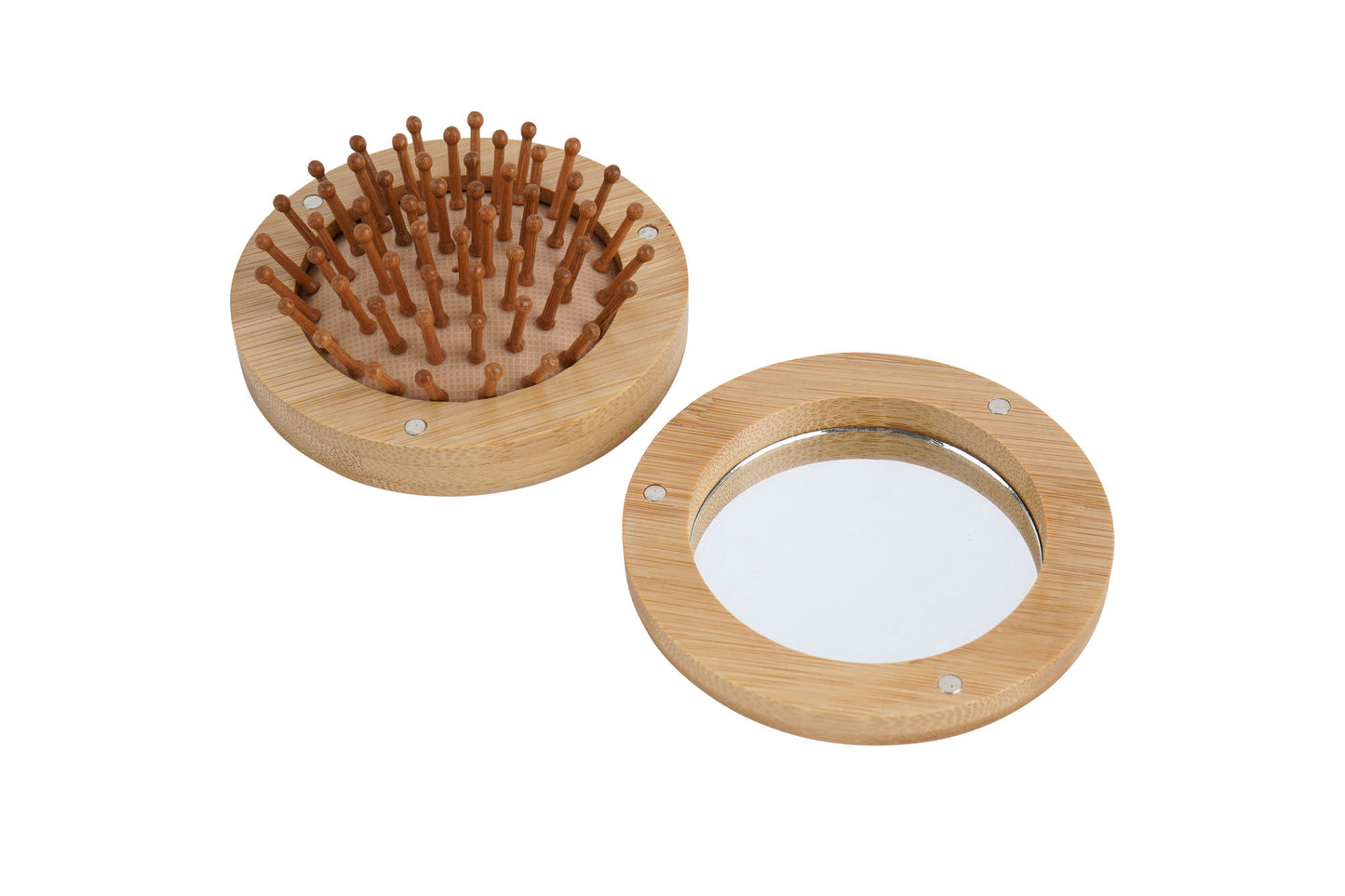 Bon Voyage 'Ooh La La' Travel Mirror Hairbrush | Handbag Accessory | Wooden Brush | Travel Brush