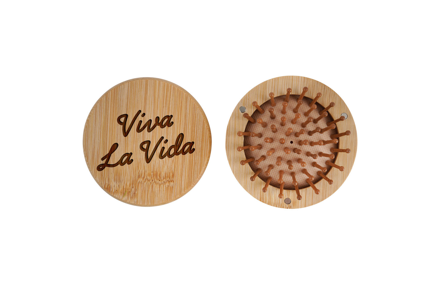 Bon Voyage 'Viva La Vida' Travel Mirror Hairbrush | Handbag Accessory | Wooden Brush | Travel Brush