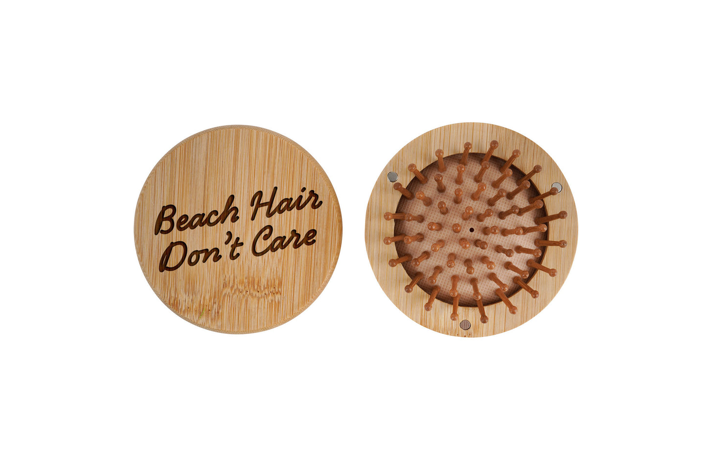 Bon Voyage 'Beach Hair Don't Care' Travel Mirror Hairbrush | Handbag Accessory | Wooden Brush | Travel Brush