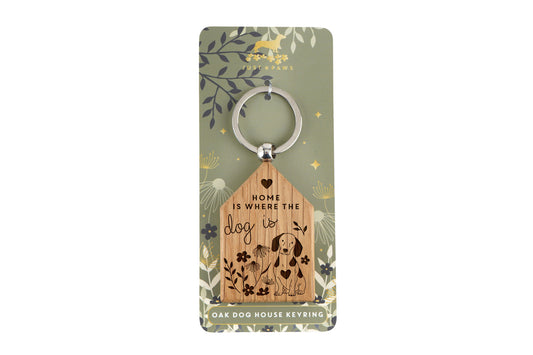 Wooden Dog House Keyring – "Home Is Where The Dog Is" Lover Gift