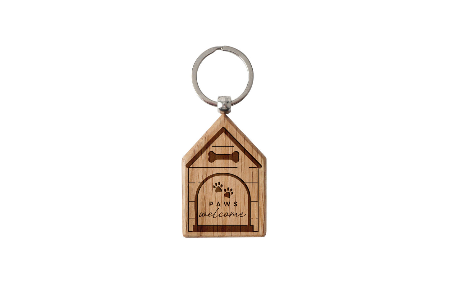 Dog House Shaped Keyring - 'Paws Welcome' | Keys | Key Accessory | Dog Keyring | Pet Accessory