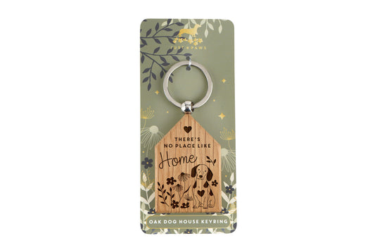 Wooden Dog House Keyring – "No Place Like Home" Dog Lover Accessory