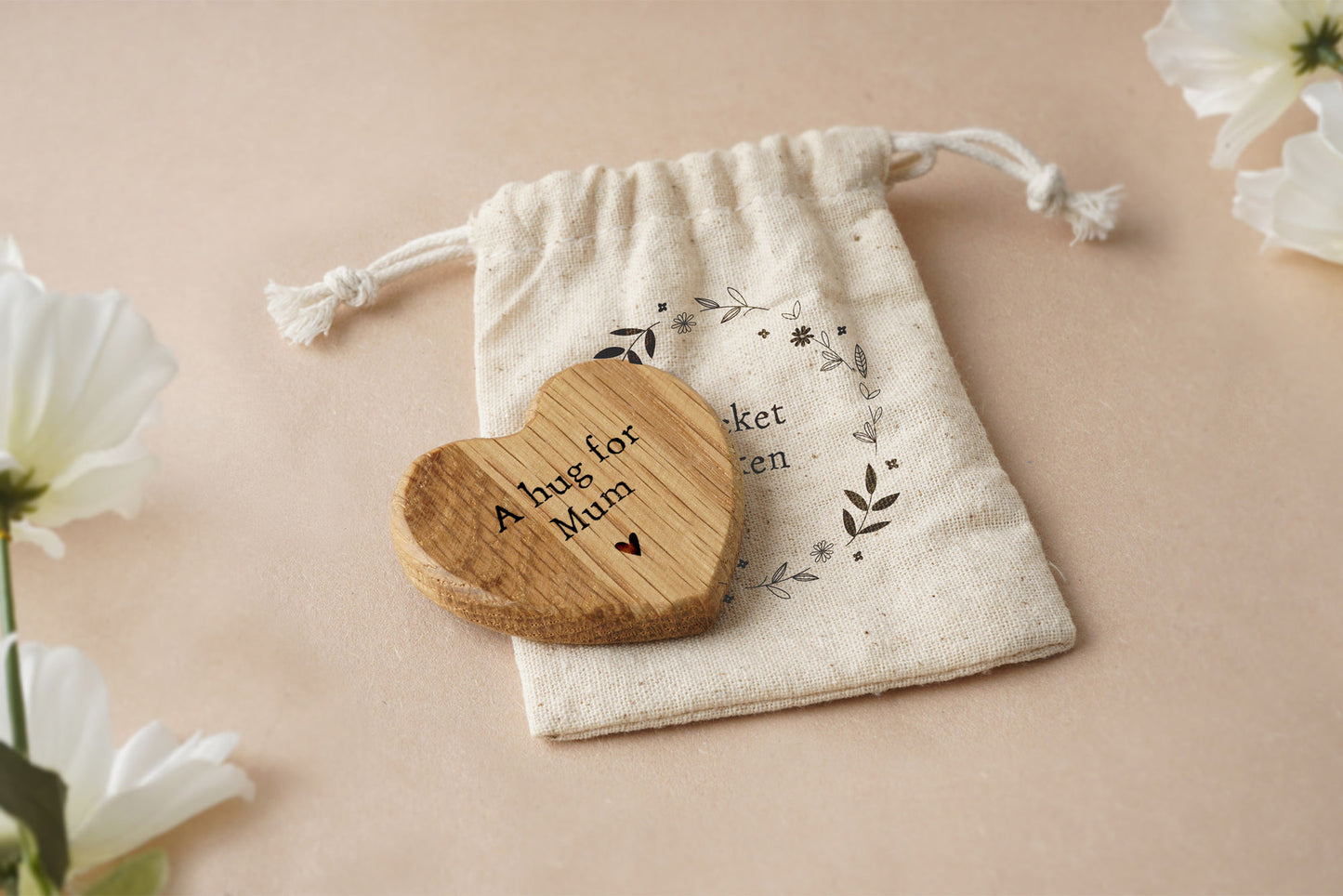 Send With Love 'A Hug For Mum' Heart Pocket Token In Bag | Keepsake | Sentiment