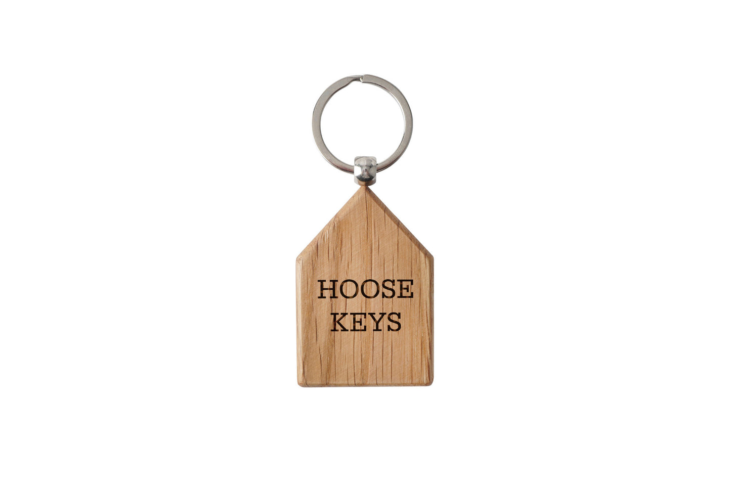 Oak Wood House Keyring | Engraved 'Hoose Keys' Scottish Charm