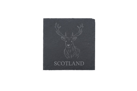 The Highlands Square Slate Coaster - 'Scotland Stag' | Garden Coaster | Home Decor | Tableware