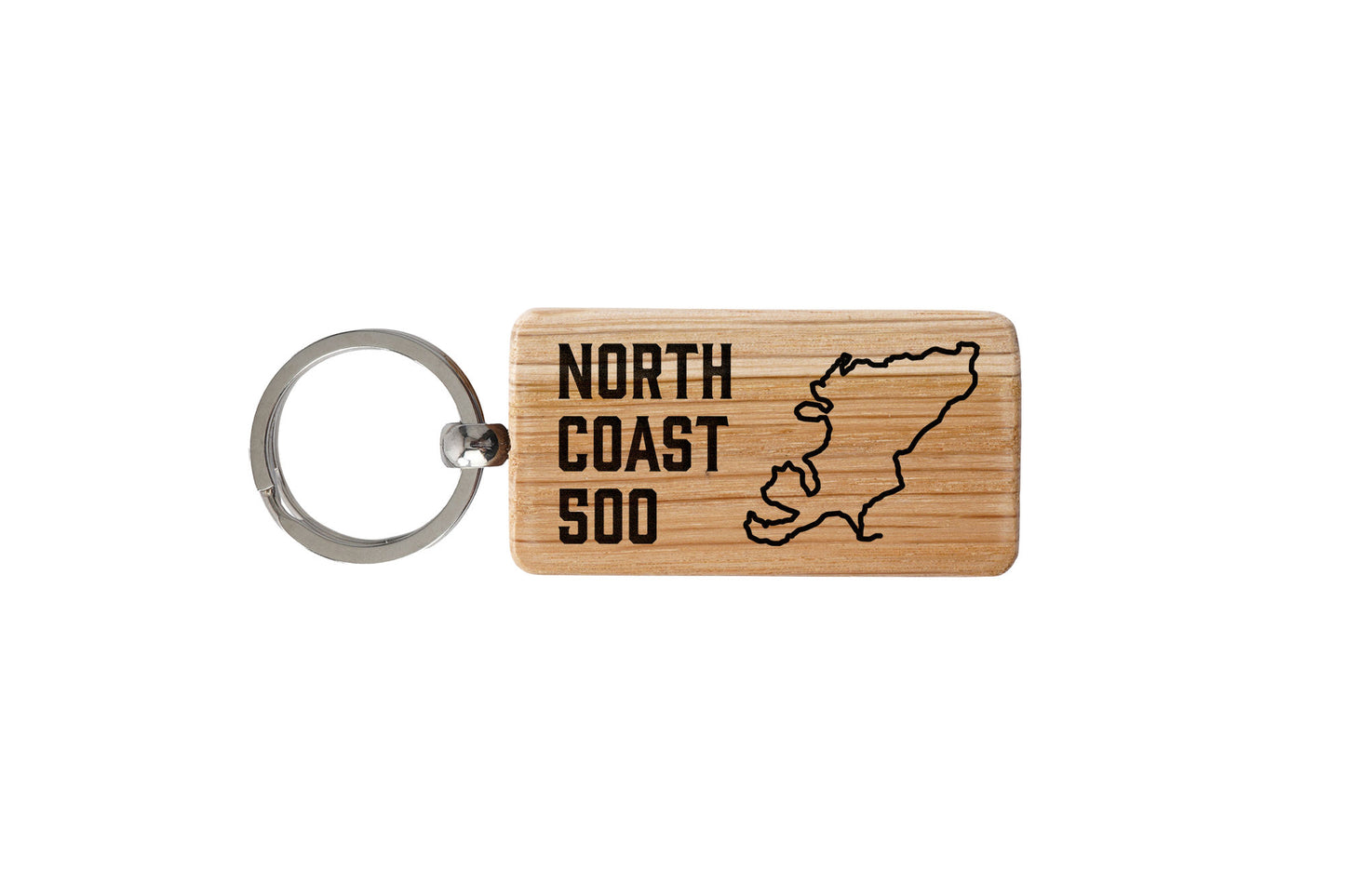 The Highlands Oak Rectangle Keyring - North Coast 500 | House Keys | Novelty | Scottish