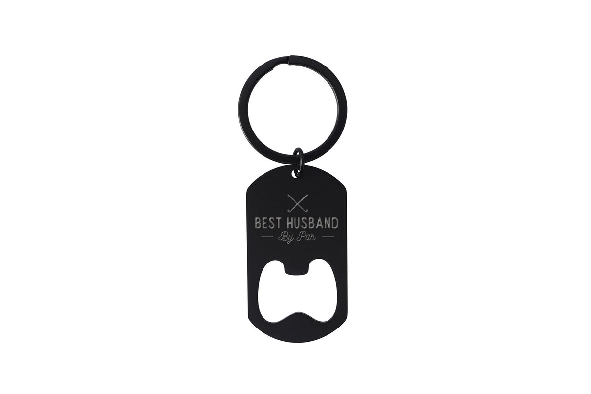 Black Metal Bottle Opener Keyring | Best Husband By Par | Golfing Gift