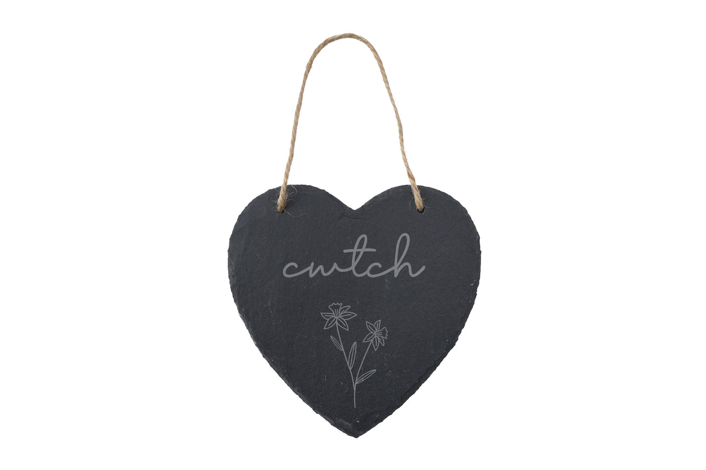 Welsh Slate Heart Hanger – Cwtch Daffodil Home Decor