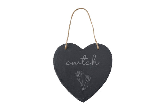 Welsh Slate Heart Hanger – Cwtch Daffodil Home Decor