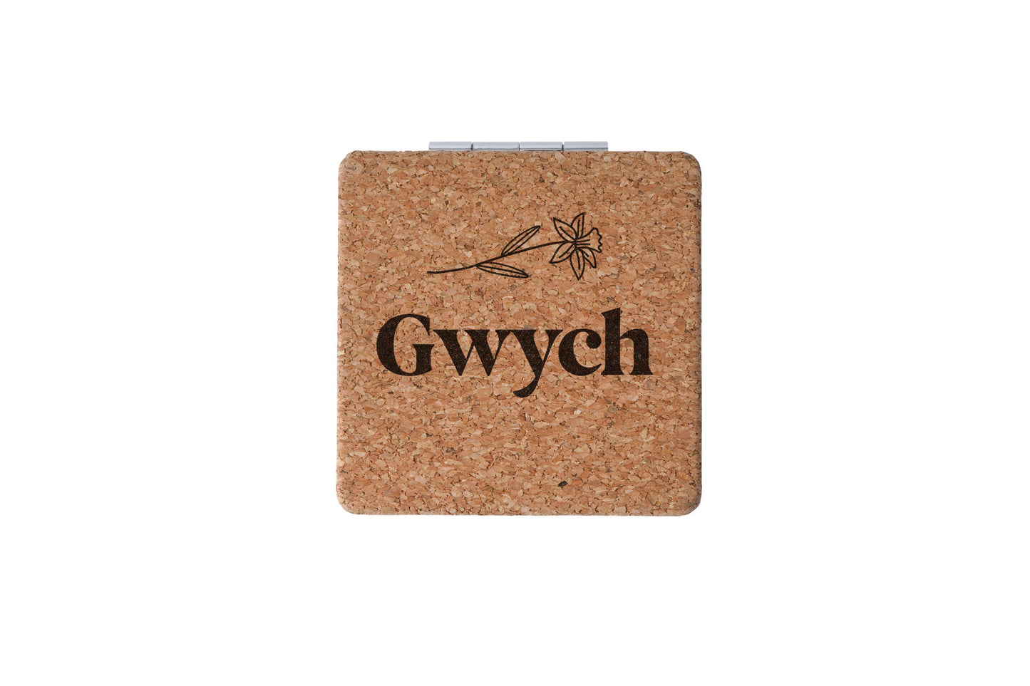 No Place Like Wales Cork Square Compact Mirror - 'Gwych' (Wonderful) • Gift Boxed • Travel Friendly • Handbag Accessory • Ladies Gift