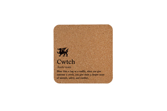 No Place Like Wales Square Cork Coaster - 'Cwtch' Definition | Tableware | Homeware | Eco Friendly