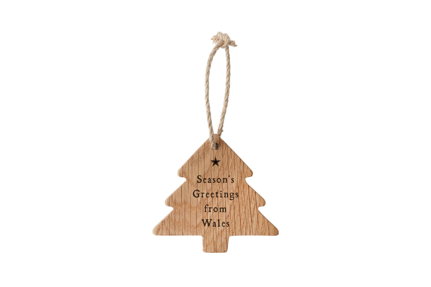 No Place Like Wales Oak Hanging Decoration - 'Season's Greetings From Wales' | Festive Decoration | Tree Hanger | Wall Hanger | Hanging Sign